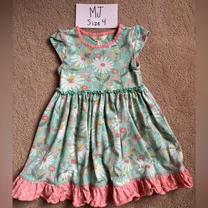 Matilda Jane Girls' Floral Mint and Pink Dress - Size 4